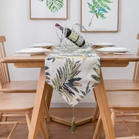 table runner 30 x 180cm green leaves jacquard simple farmhouse with tassel table runners 12 x 72 home decoration all match