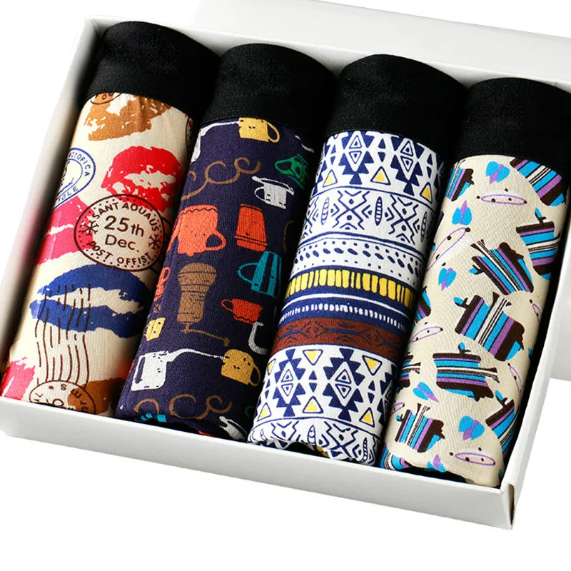 4 шт./партия мужское нижнее белье забавное бельё шорты мужские дышащие Бамбуковые