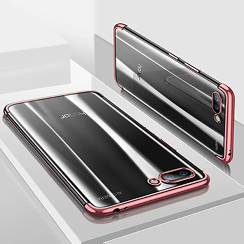 Rose Gold Чехол с металлическим эффектом для Honor 10 светильник 9 Lite Honor 8 Pro 7A 7C 6C Примечание 10 играть мягкий TPU чехол для Honor 8X 7X 8A вид 20 10 Lite - Цвет: Rose Gold