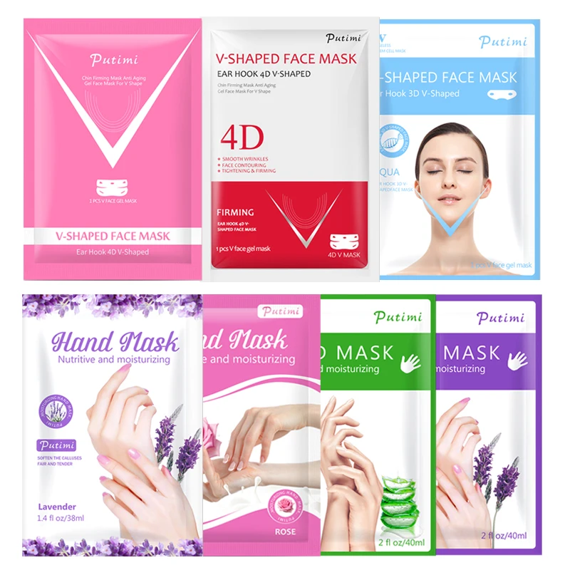 Двойная V образная маска для лица PUTIMI 2 упаковки лифтинг похудение щеки крем