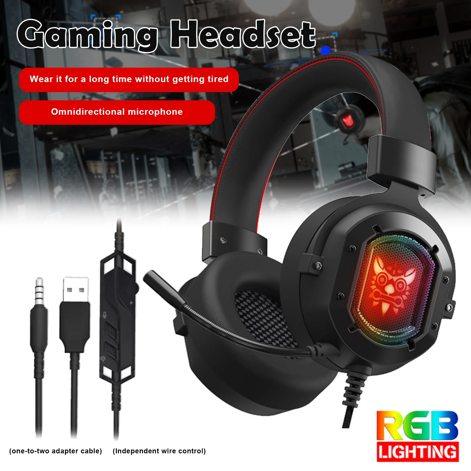 

Игровые наушники K3s 3,5 мм, стереонаушники со светодиодной подсветкой, гарнитура, совместимая с PS4s, для Xbox One наушники для ПК, гарнитура, наушни...