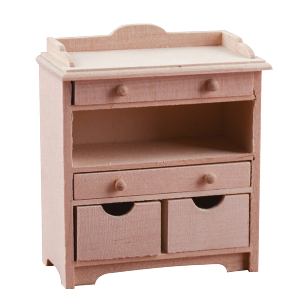 

1:12 Dollhouse Miniature Wood TV Cabinet Bookcase Kitchen Cabinet,