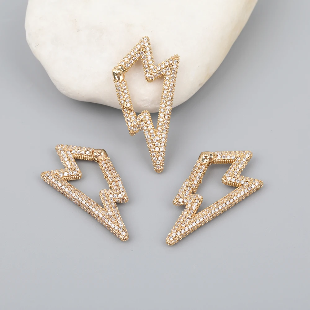 

5pcs/Lot 17x37mm Colorful CZ Micro Paved Lightning Screw Clasps Lock Clasps Carabiner Connector Clasps For DIY Bracelet Making