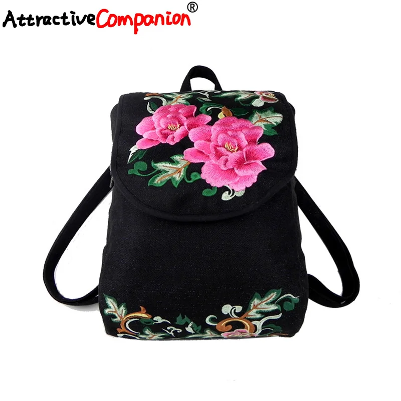 Женский льняной рюкзак с вышивкой ручной работы винтажный этнический элегантная