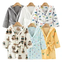 new winter warm bathrobe for children lengthened flannel robes 2 8 years girls and boys striped sleepwear cotton kids bathrobe