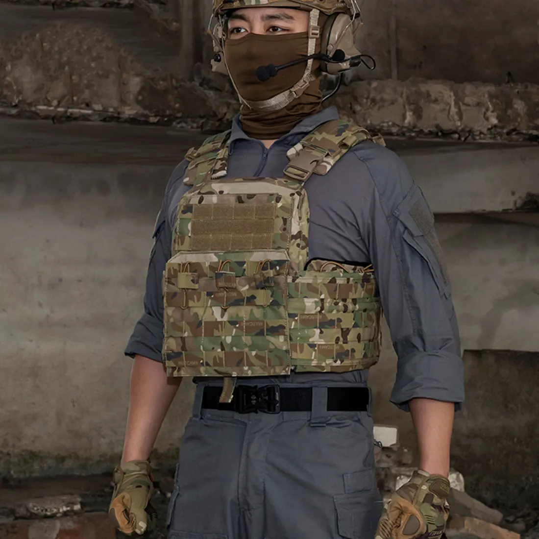 

Idodear Tactical CPC Vest Quick Release Cordura Plate Carrier Vest Airsoft Loadout Gear Huning Vest - MC