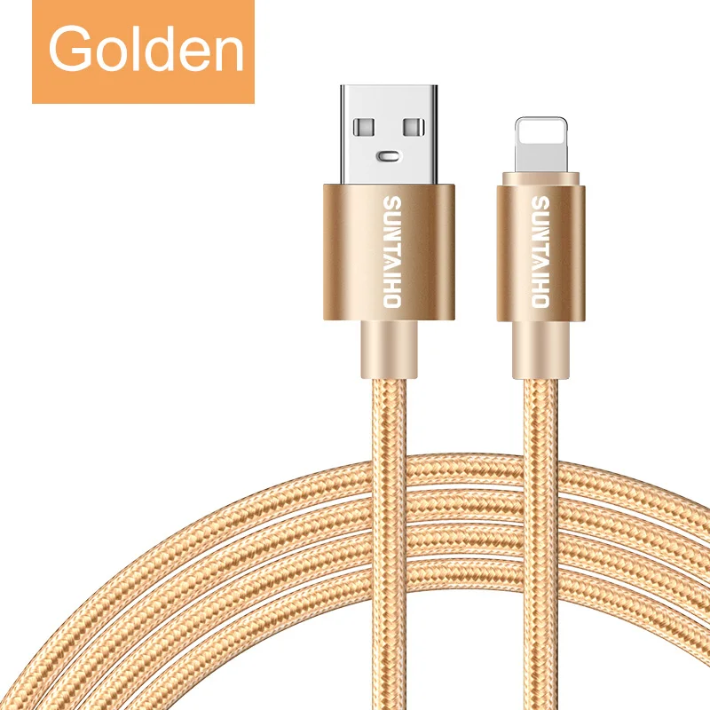 gold Suntaiho 2.4A usb кабель для айфона X зарядный кабель для айфона XR MAX XS 8 7 6 plus 5 s USB кабель для передачи данных телефонный провод для быстрой зарядки - Цвет: gold