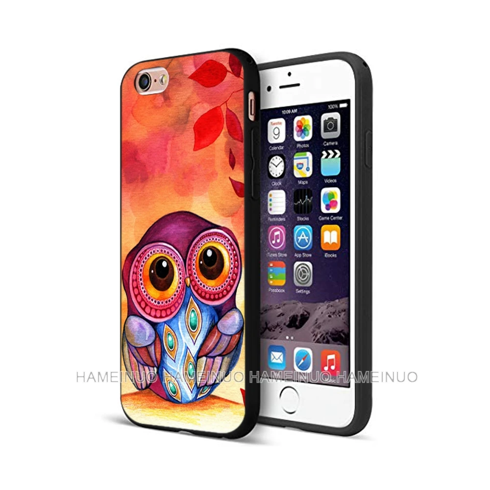 black tpu case for iphone 5 5s se 2020 6 6s 7 8 plus x 10 case silicone cover for iphone xr xs 11 pro max case colorful owls free global shipping