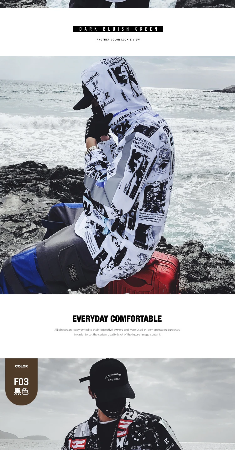 Harajuku Color Block Jacket Streetwear Mens Hip Hop Windbreaker Jacket Printed Street Dance Jacket Coat Autumn Summer Clothes