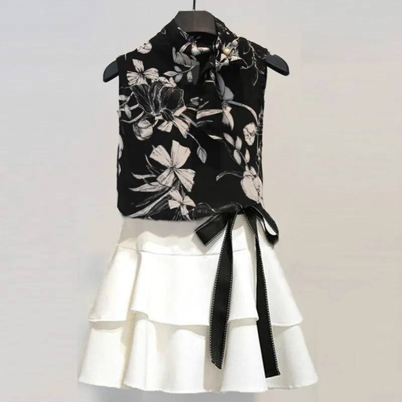 

Women's new Korean Fashion Top short skirt two piece suit