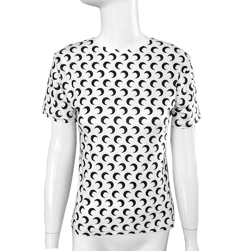 

Summer Fashion T Shirt Moon Print Tight Sexy Short Paragraph Bottoming Short Sleeve Women's Clothing Tshirt 2020 Elegant Tops