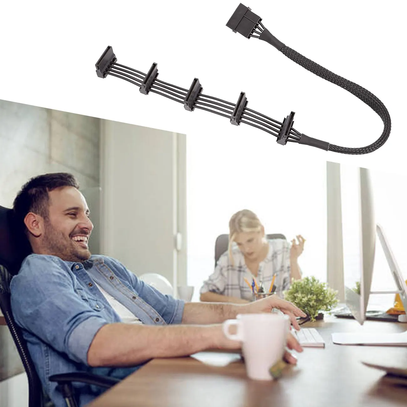 

Adaptador de IDE Molex de 1 a 5 Cable de Alimentacin SATA, servidor de PC duradero de alta calidad, 4 pines, Cables divisores,