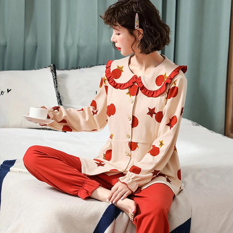 Пижамные комплекты для женщин Хлопковая одежда кормления грудью после родов