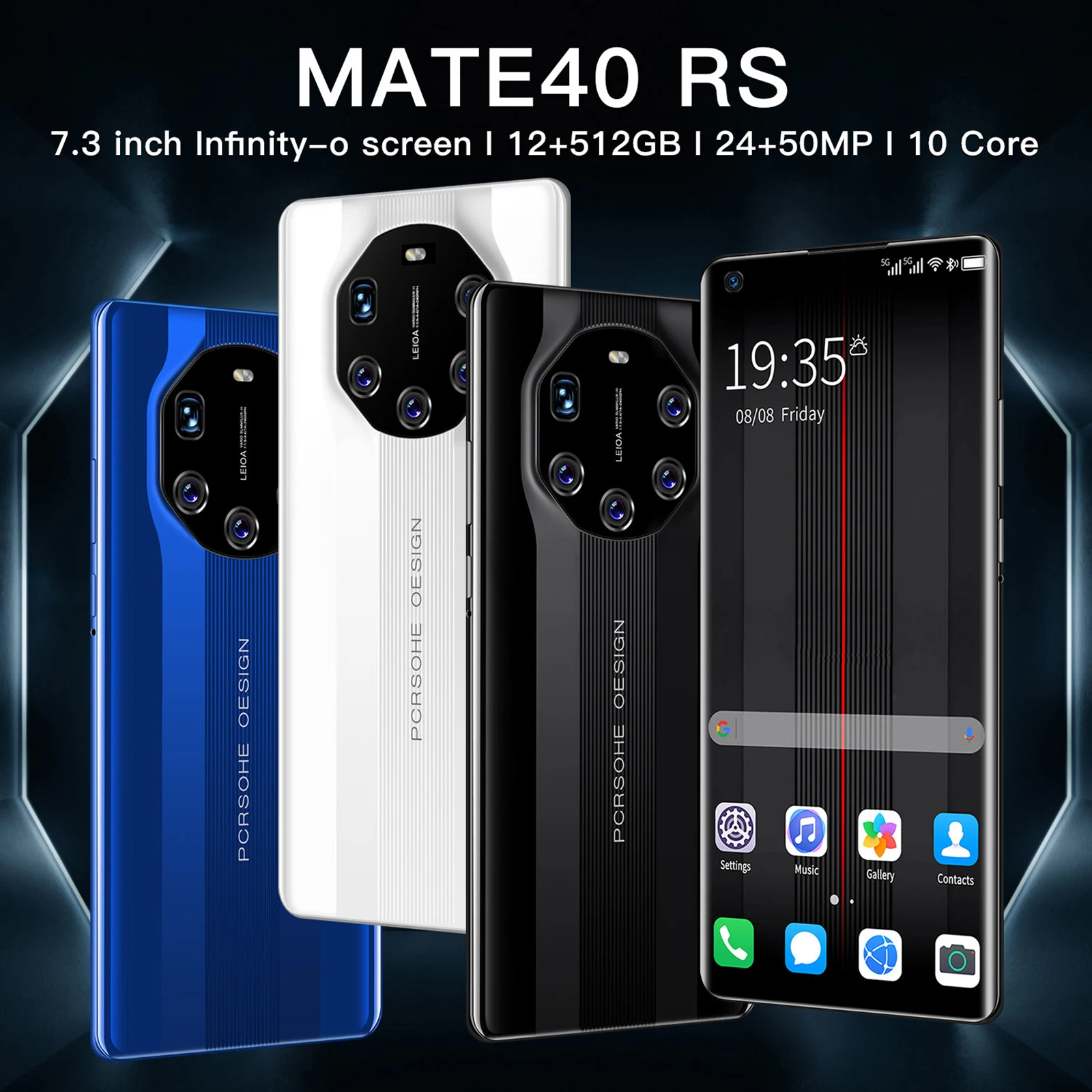 Смартфон Mate 40RS 12 Гб + 512 ГБ HD-экран 7 3 дюйма Android 10 двойной MTK 6799 Deca coresm