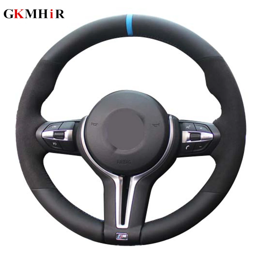 

Steering Wheel Cover For BMW M Sport F30 F31 X1 F34 F10 X2 F11 F07 X3 F25 F32 F33 F36 F39 F48 DIY Soft Black Genuine Leather