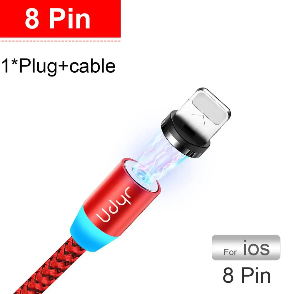 Udyr Магнитный Micro usb type C кабель для iphone samsung Android 2 м Быстрая зарядка магнит Зарядное устройство USB кабель провод для мобильного телефона шнур - Цвет: Red For iphone