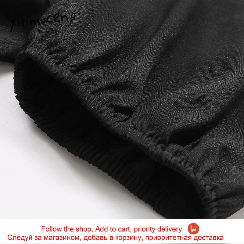 

Yitimuceng Vintage Dress Woman Puff Short Sleeve A-Line Black 2021 Summer New V-Neck Ruffles Lace Up Waist Harajuku Party Dress