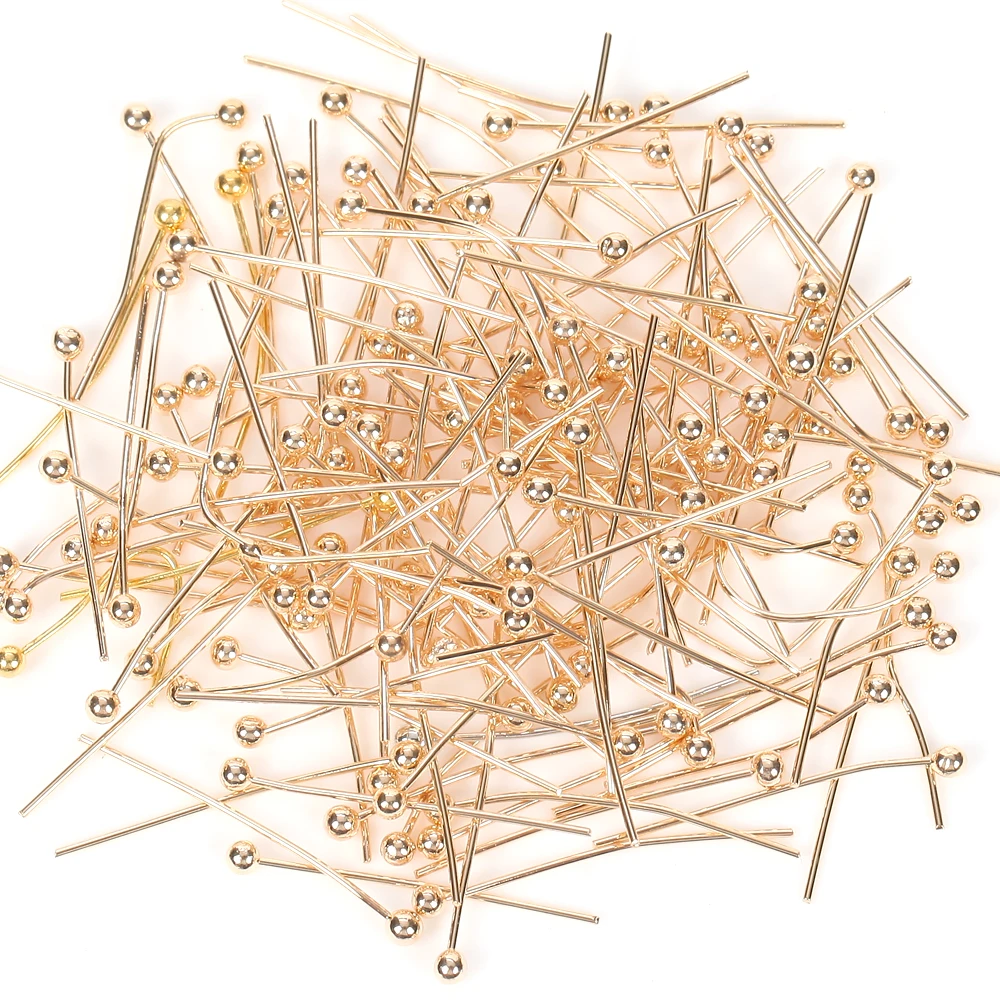 200pcs Metal Gold White Head Ball Pins Needles Stitch Straight Push Sewing For Jewelry Findings Making Headpin Accessory | Украшения и