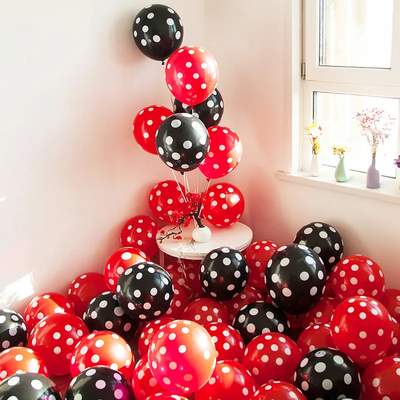 30 шт./упак. 10 дюймов Горячая Божья коровка черный Красный точка латексные шары globos