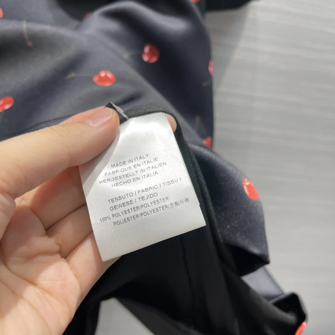 

Luxury Brand Short Sleeve Mini Dresses High-end Sweet Cherry Print Bow Tie Dress 2021 Early Spring New Puff Sleeves A-line Dress