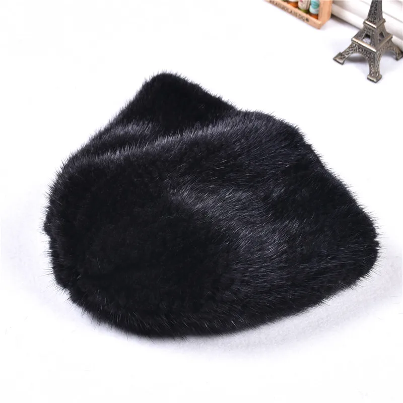 Mink fur hat for men and women UNISEX Real Mink fur weaving Warm simple versatile with high elasticity
