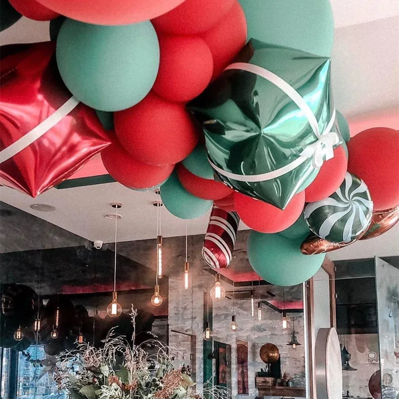 Новый красный зеленый латексный шар Рождество Санта Клаус Алюминиевая Пленка