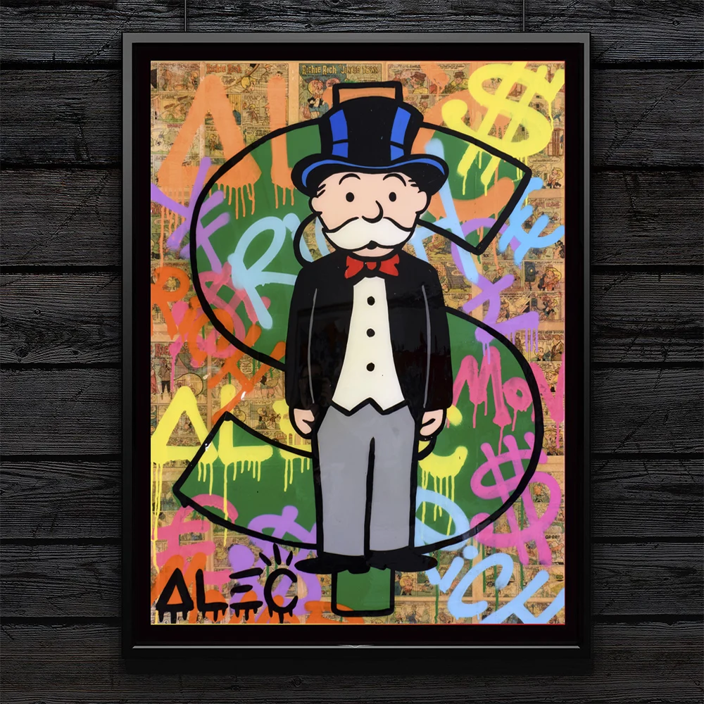 

Alec Monopoly Graffiti Art Canvas Paintings on The Wall Art Posters and Prints Art Modern Wall Pictures Home Decor Cuadros