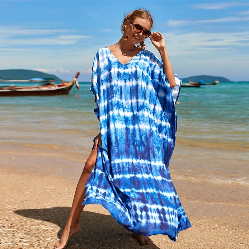 Женское платье-макси в полоску с V-образным вырезом | Женская одежда