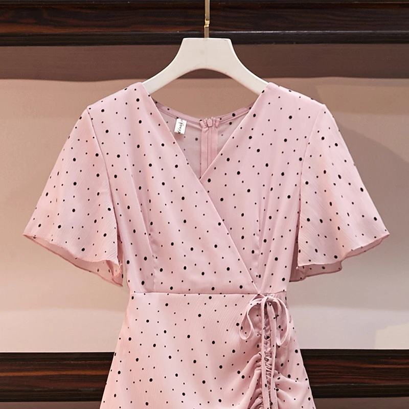 Новое корейское летнее платье с v-образным вырезом и кромкой лотоса 2019 | Женская