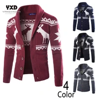 mens clothes autumn new cardigans mans warm collar knitted sweater men casual christmas deer cardigan man coat homie outwear red