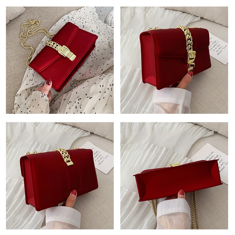 Модная женская сумка на цепочке маленькие черные Наплечные сумки из ПВХ с