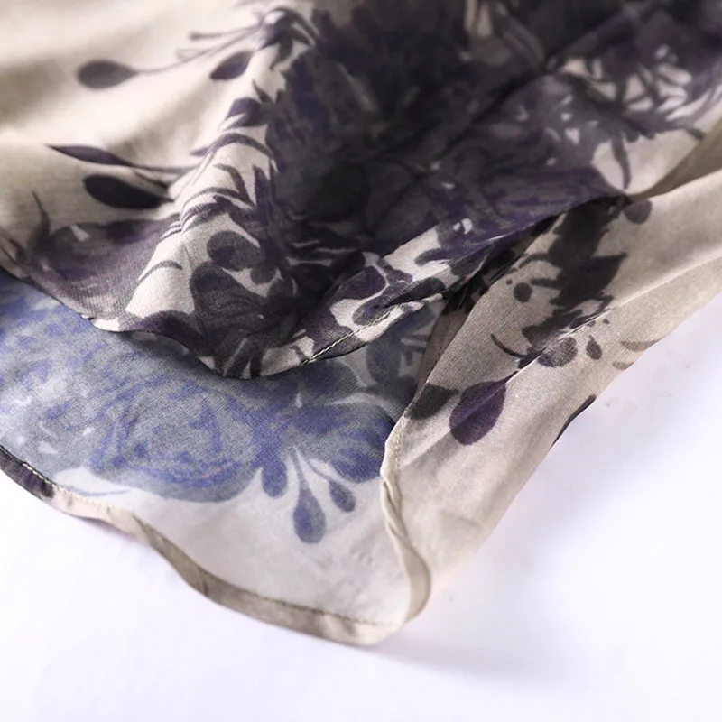 

NINI WONDERLAND 2021 Summer Comfortable Chiffon Print Sunscreen Tops Women Loose Thin Bat Sleeve Blouse Casual Shirt Big Size