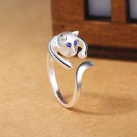 30 silver plated sweet cat animal ladies finger rings jewelry women open party ring no fade drop shipping girls gift