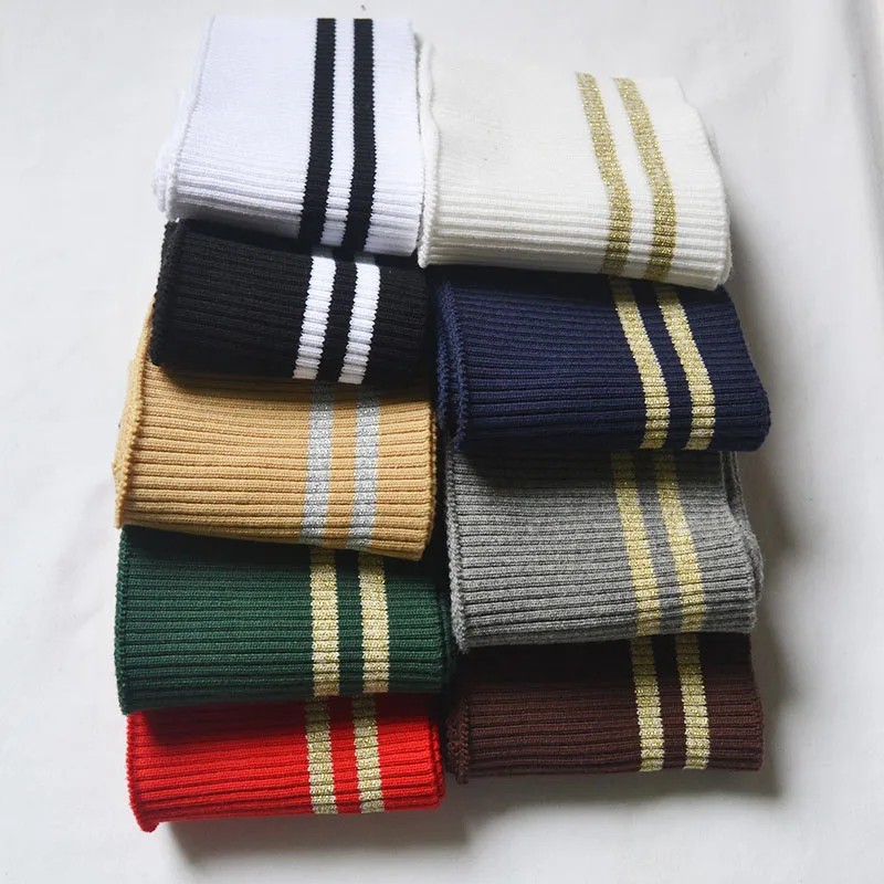 8.5CM wide single layer coarse rib knit striped cotton thread dress colla cuffs hem | Дом и сад