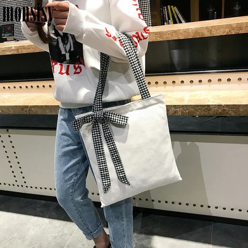 Monsisy Crossbody Bag For Woman Canvas Handbags Ladies Bow-Knot Big Capacity Shoulder Female Travel Messenger Schoolbags | Багаж и сумки
