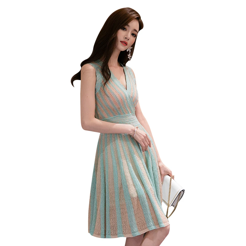 Женское тонкое платье-свитер длинное платье в полоску выше колена сексуальное