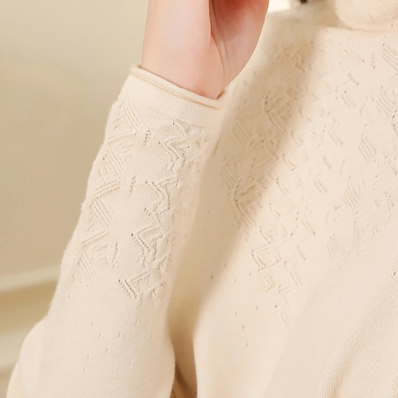 

Women Knitted Sweaters Pullovers Turtleneck Long Sleeve Solid Color Sweater Women
