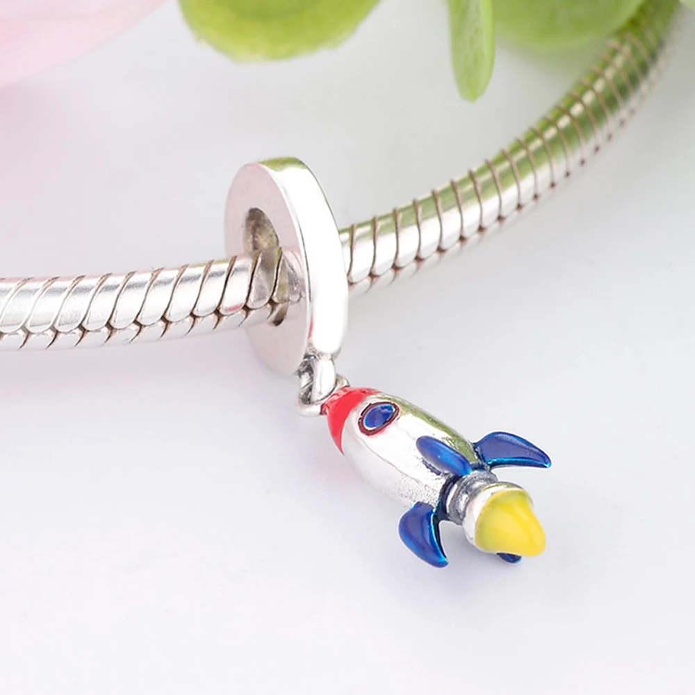 Подвеска Шарм для браслета серебристый красный синий|Бусины| |