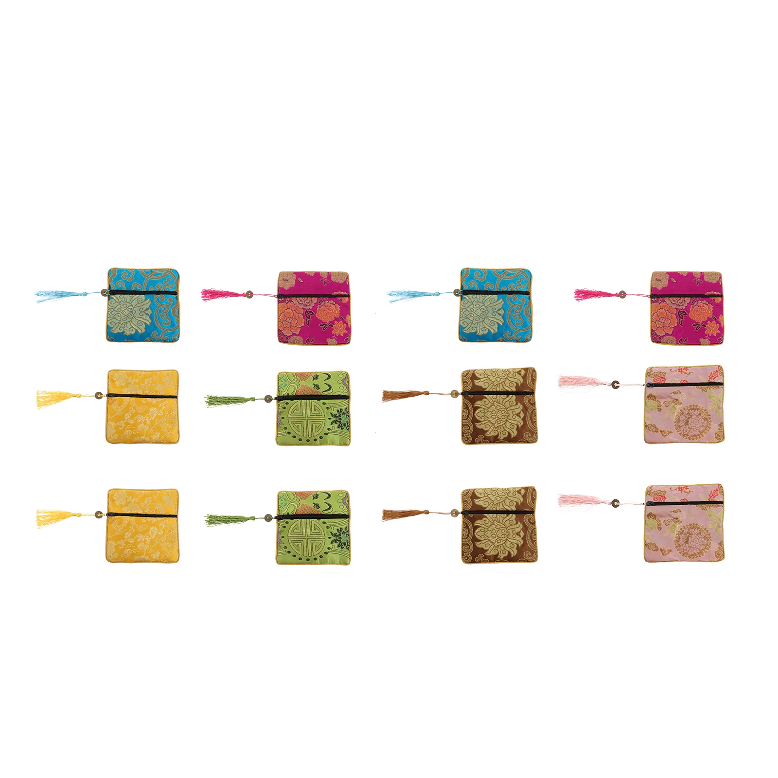 

12pcs Chinese Silk Embroidered Bags Jewelry Bracelet Storage Bags Change Purse