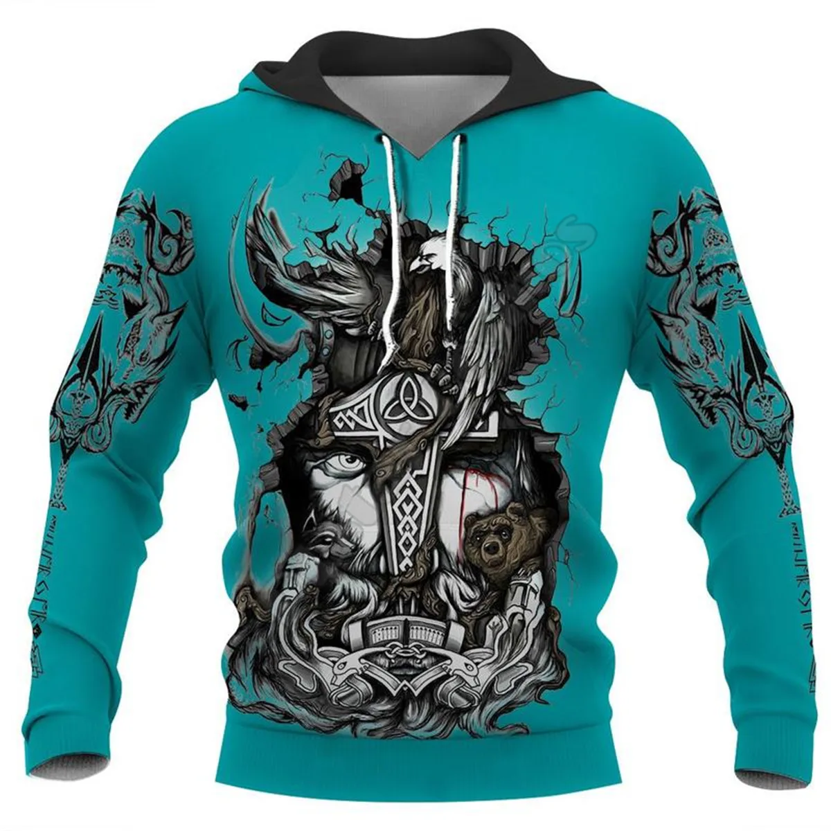 

Viking Tattoo Bear Eagle Wolf 3D Printed Hoodies Fashion Pullover Men For Women Sweatshirts Hip Hop Sweater Cosplay Costumes 03