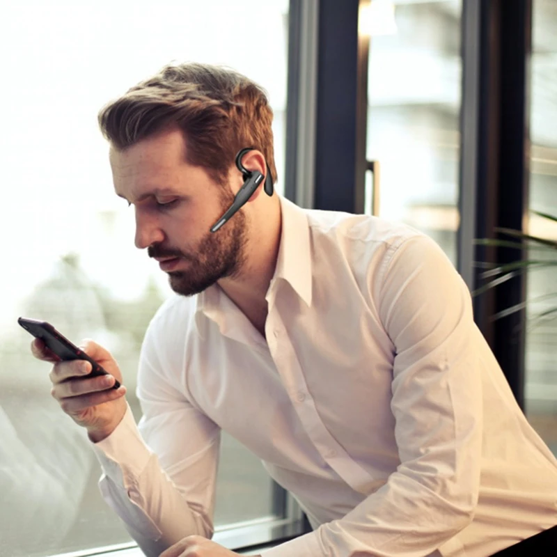 

Bluetooth Headset Dual Microphone Noise Cancellation V5.0 Bluetooth Headset Earbuds for Drivers Machine Office