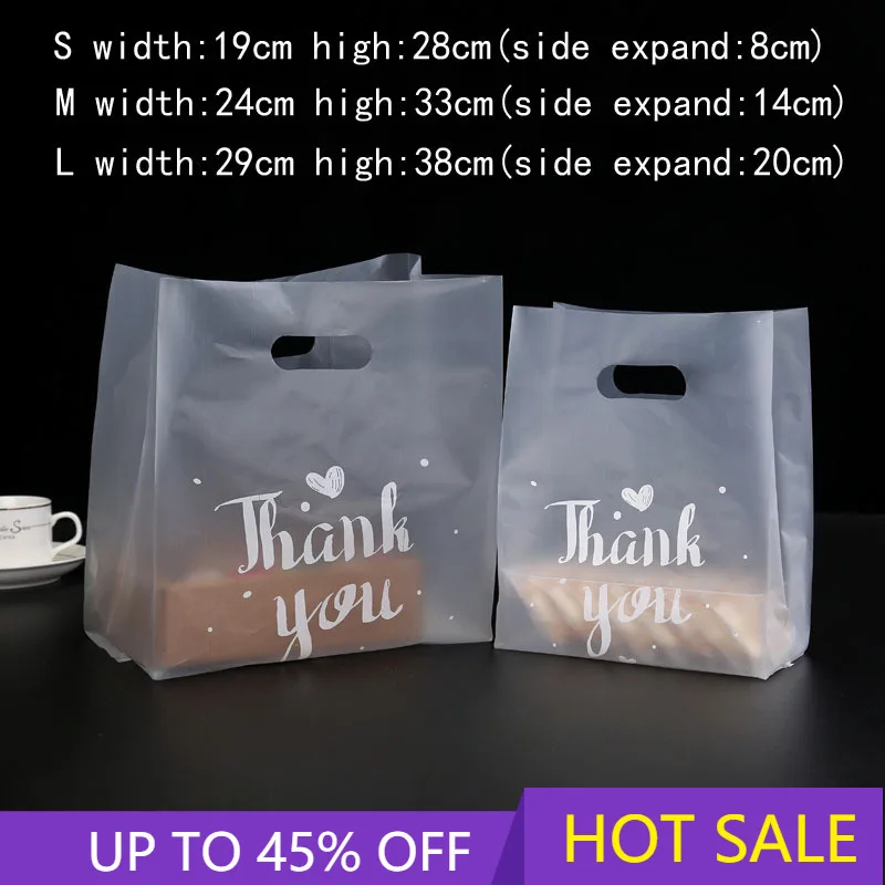 

50 pcs Thank Uou Plastic Gift Bags Plastic Shopping Bags With Handle Christmas Wedding Party Favor Bag Candy Cake Wrapping Bags