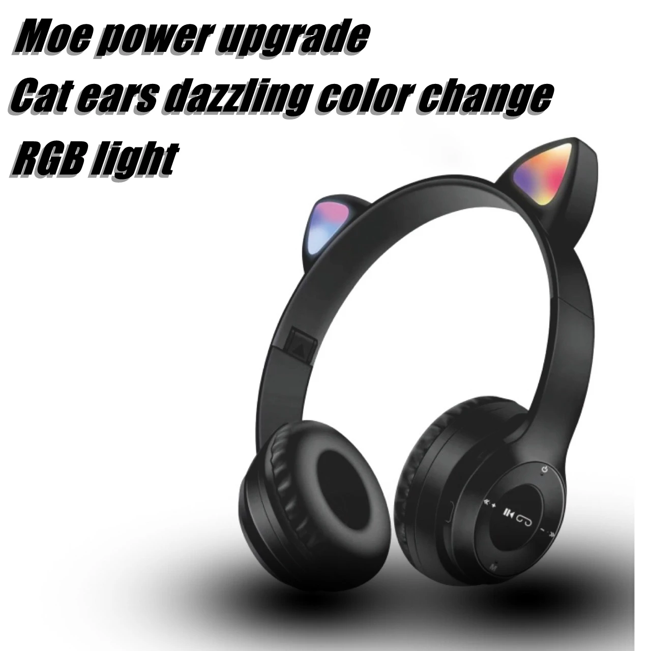 rgb cute cat ears bluetooth 5 0 wireless headphone with microphone noise cancelling kid girl stereo music casco storage bag gift free global shipping