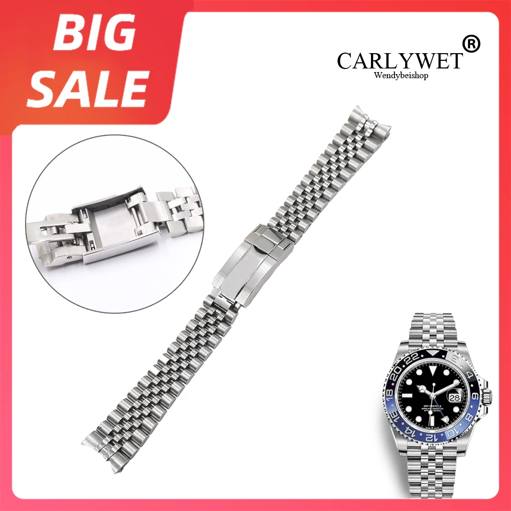 

CARLYWET 20 дюймов, 21 мм, роскошный браслет из нержавеющей стали для наручных часов, браслет для юбилея с устричной застежкой для Rolex GMT Master II DATE JUST