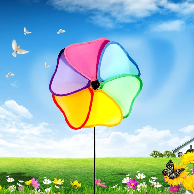 

6pcs Colorful Cloth Wind Spinners Lawn Pinwheels Windmill Party Pinwheel Wind Spinner for Garden Patio H3CC