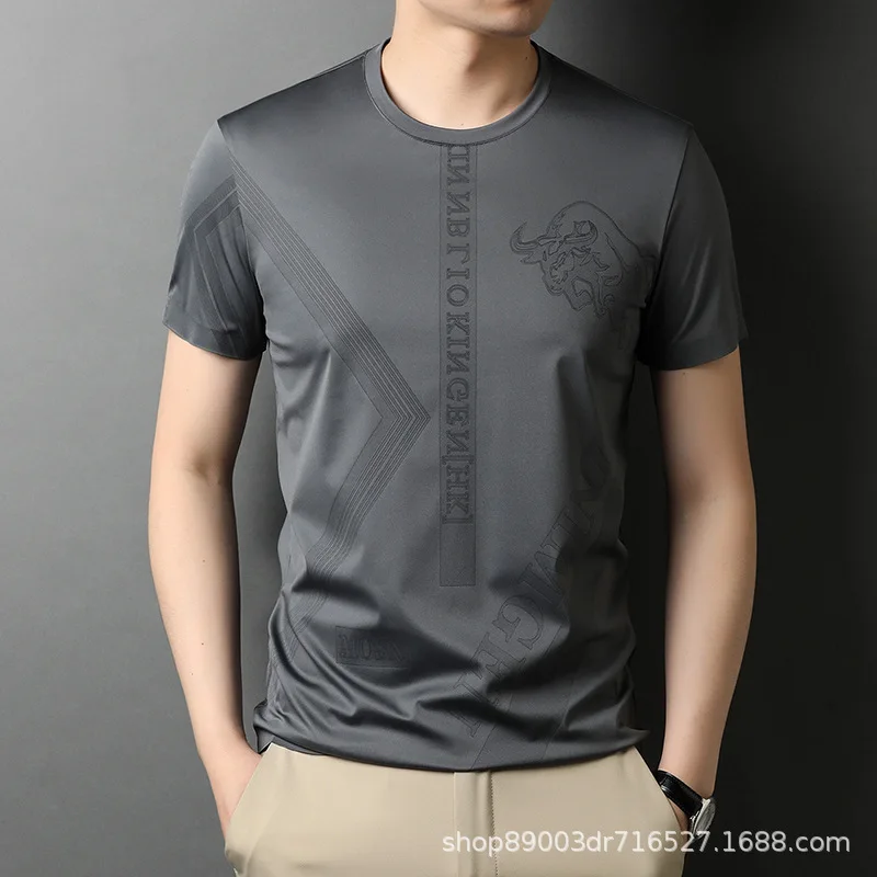 

Summer new casual round neck short-sleeved t-shirt men's fashion Korean printing comfortable bottoming compassionate shirt