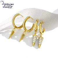 dvacaman 2020 gold color rhinestone hoop earrings trendy punk geometric dangle drop earrings party gifts jewelry bijoux brincos