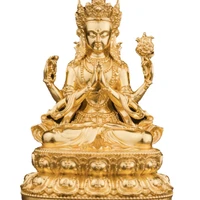 four armed avalokiteshvara buddha statue copper gilded tibetan buddhism tibetan buddha guanyin bodhisattva ornaments seiko