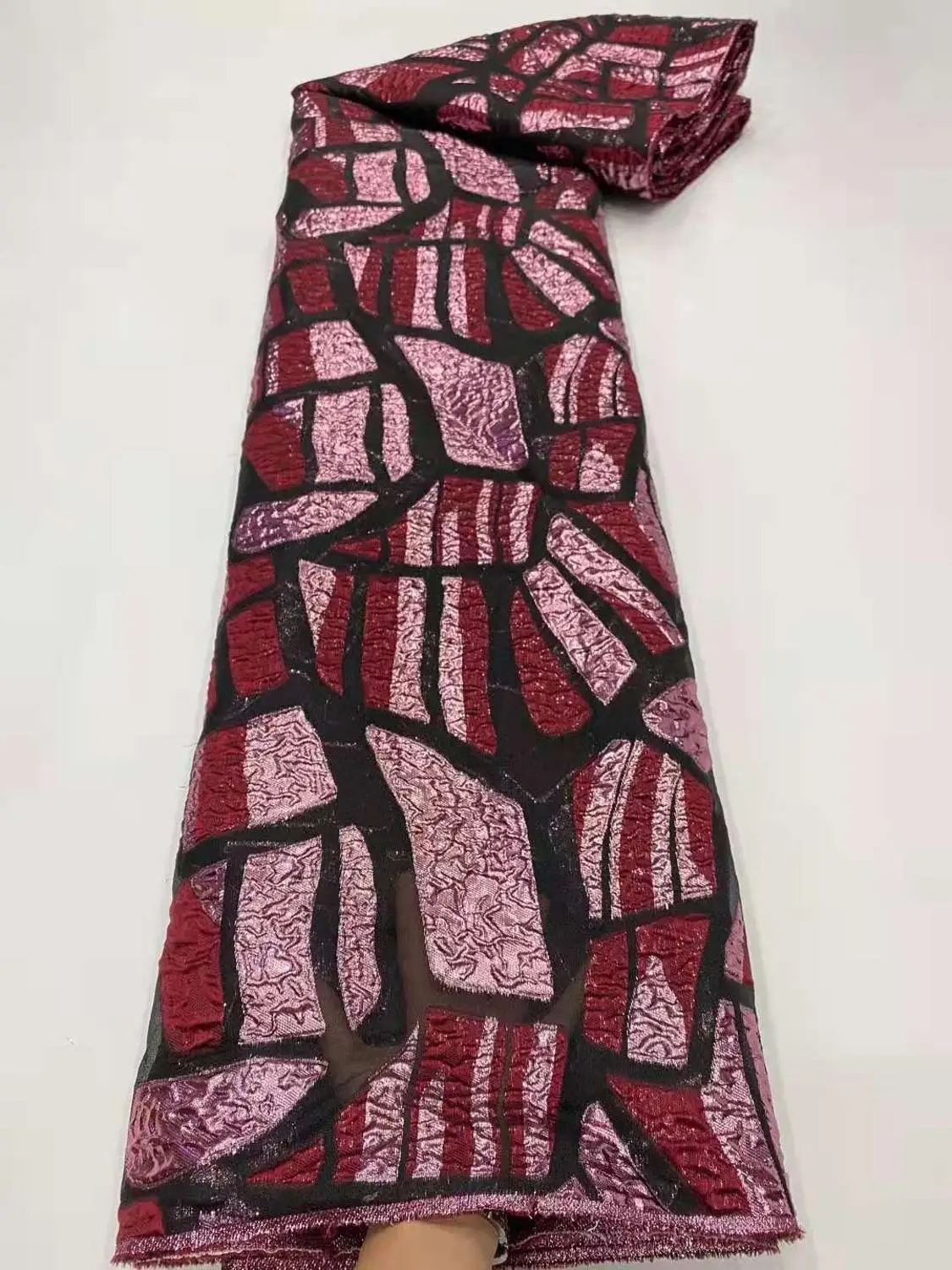 

Latest Design Brocade Jacquard Lace Fabric French Lace Fabric High Quality African Nigeria Lace Fabric For Party Dress P1420