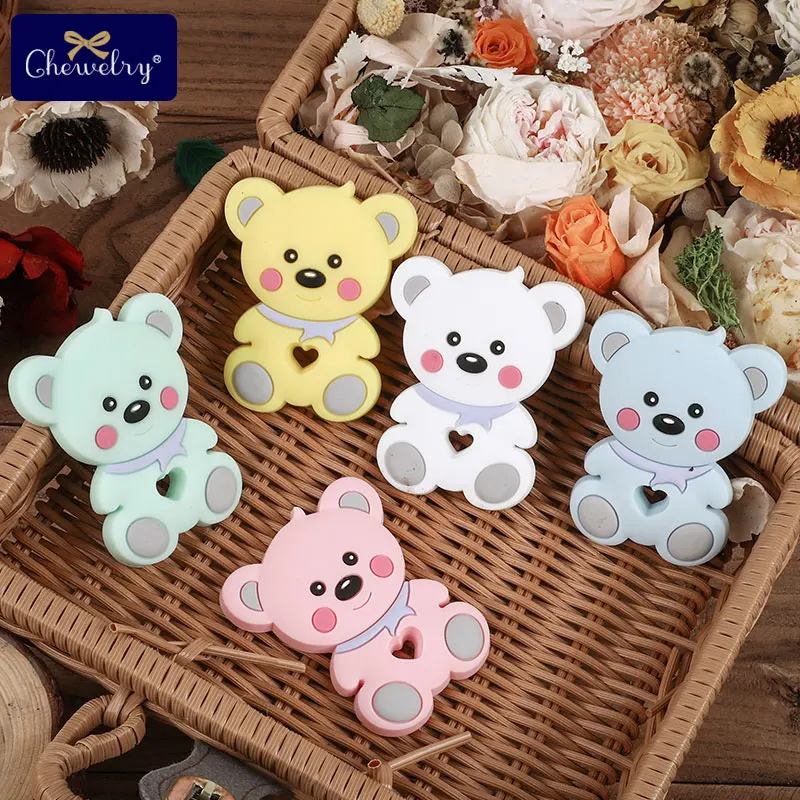 1 шт. BPA бесплатно Teddy Bear зубной прорезыватель для малышей силиконовый мультфильм животных грызунов Прорезыватель для зубов для младенцев Ожерелье Подвеска для детей игрушки